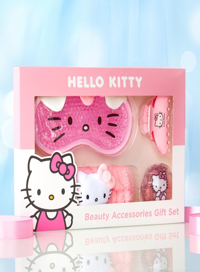 Hello Kitty Sanrio Beauty Set for Women, Teens with Cooling Gel Eye Mask, Plush Skincare Headband, Claw Clip, Eye Pads, Kawaii Gifts for Women (Pink Hello Kitty) - Image 5